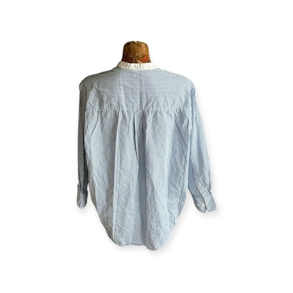 GAP BIG shirt loose oversized striped blue white medium cotton - Picture 4 of 10